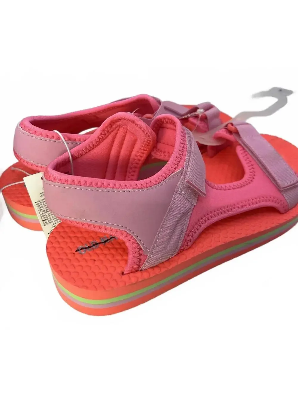 Girls Summer Strap Sandals Old Navy Pink & Coral Adjustable Big Kid Size 5 Shoes